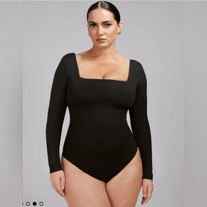 TA3 Squarey Long Sleeve Corset Back Thong Bodysuit Size XL